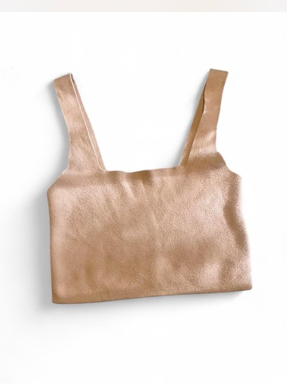 Zara Square-Neck Crop Tank in Nude